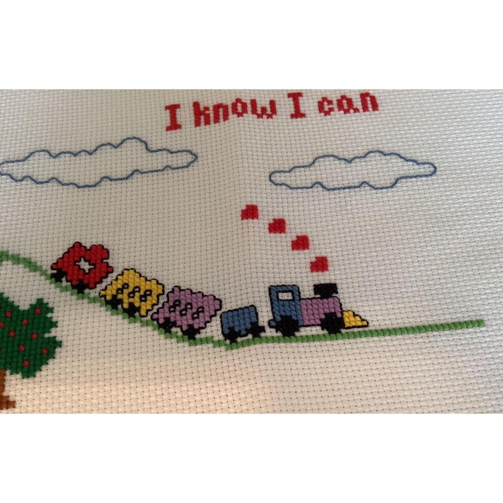 Cross Stitch "I Think I Can" Thomas the Train stitched & ready to‎ frame - Picture 4 of 6